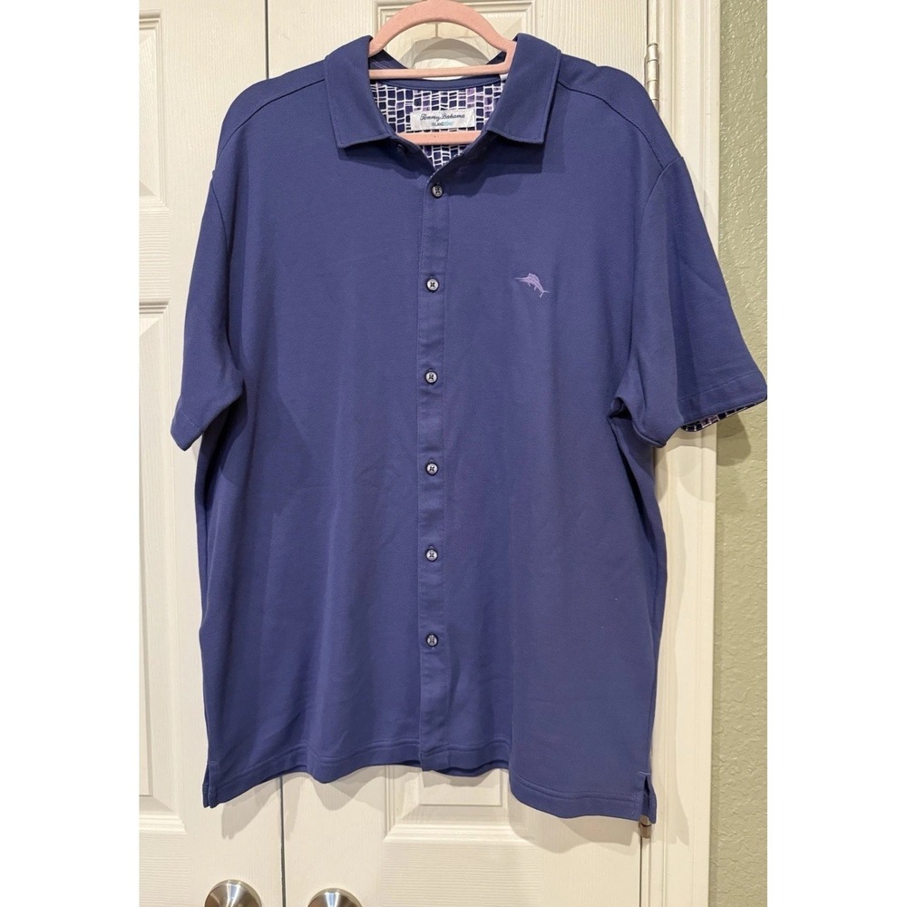 TOMMY BAHAMA Men's Purple Island Zone Short Sleeve Button-Up Shirt Size X-Large